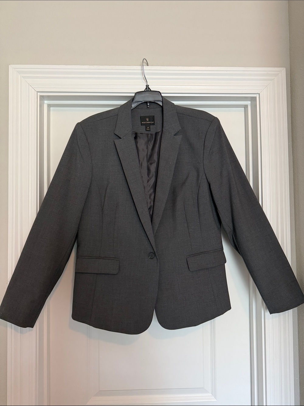 Worthington Women's Dark Gray Single-Button Blazer
